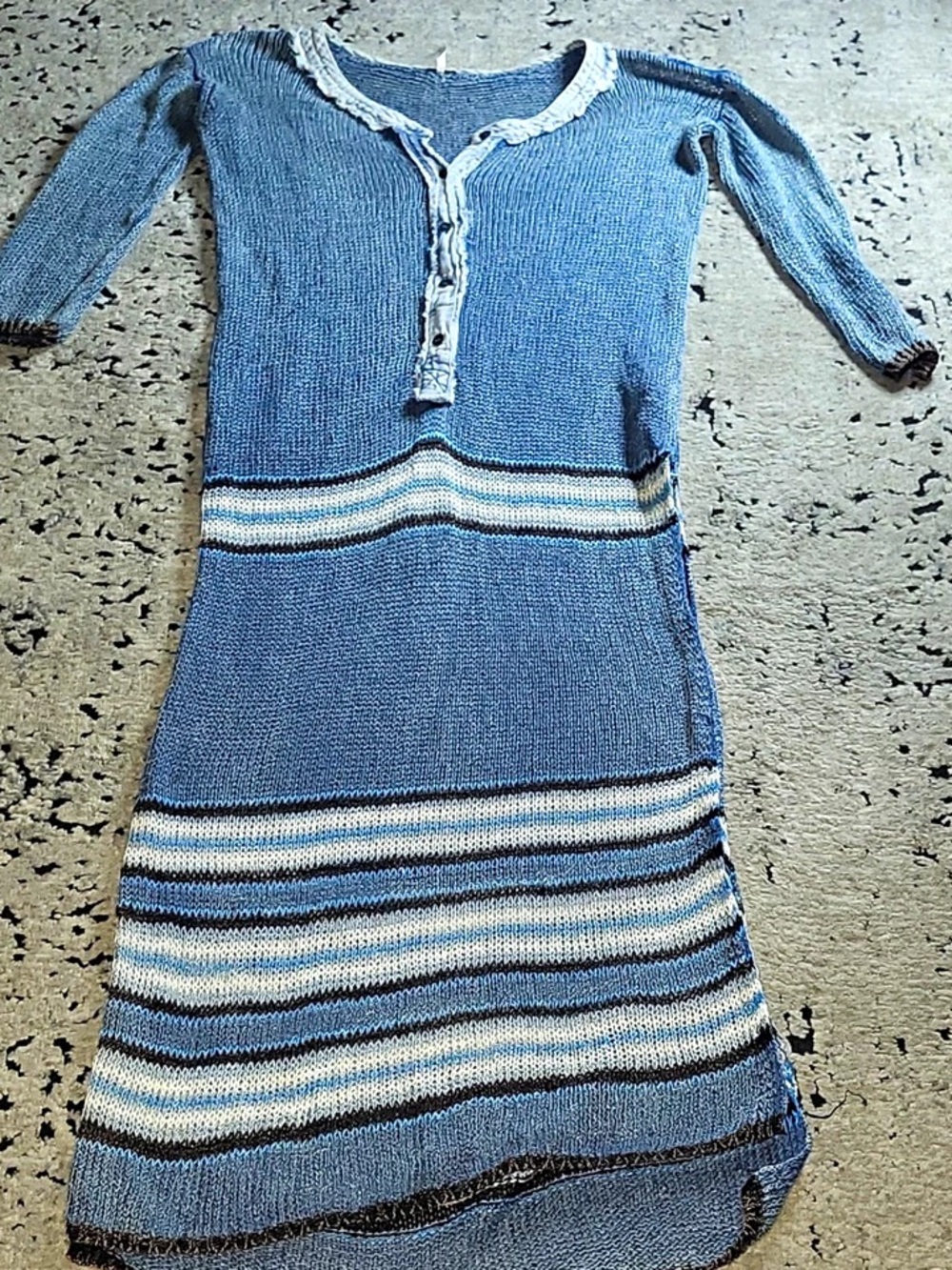 Free People Light Blue Striped Knit Mini Dress